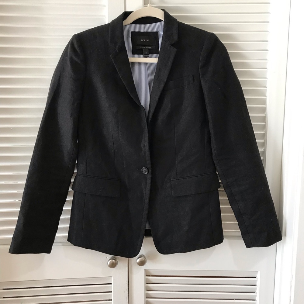 Like NEW J. Crew Black Regent Linen Blazer